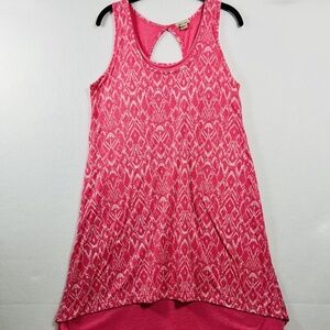 Mod-O-Doc Coral Burnout Jersey Dress Women's Size L Keyhole back Lined